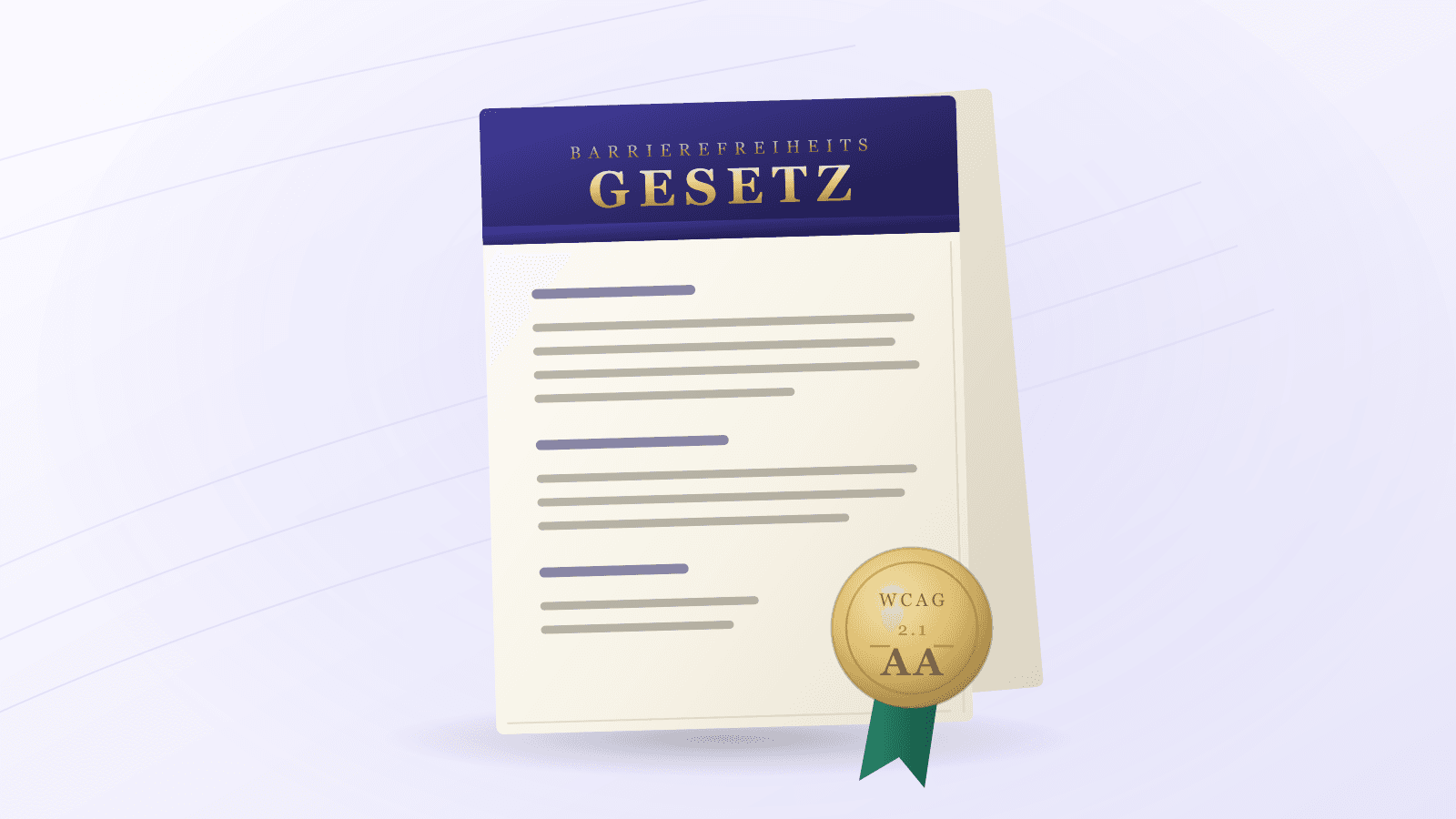 Ein amtliches Dokument mit der Aufschrift Barrierefreiheitsgesetz und einem goldenen Siegel mit der Prüfstufe WCAG 2.1 AA